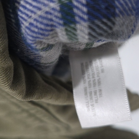 Old Navy Army Green, Flannel Lined Button Up Jacket with Sherpa Collar Size L - Picture 3 of 6